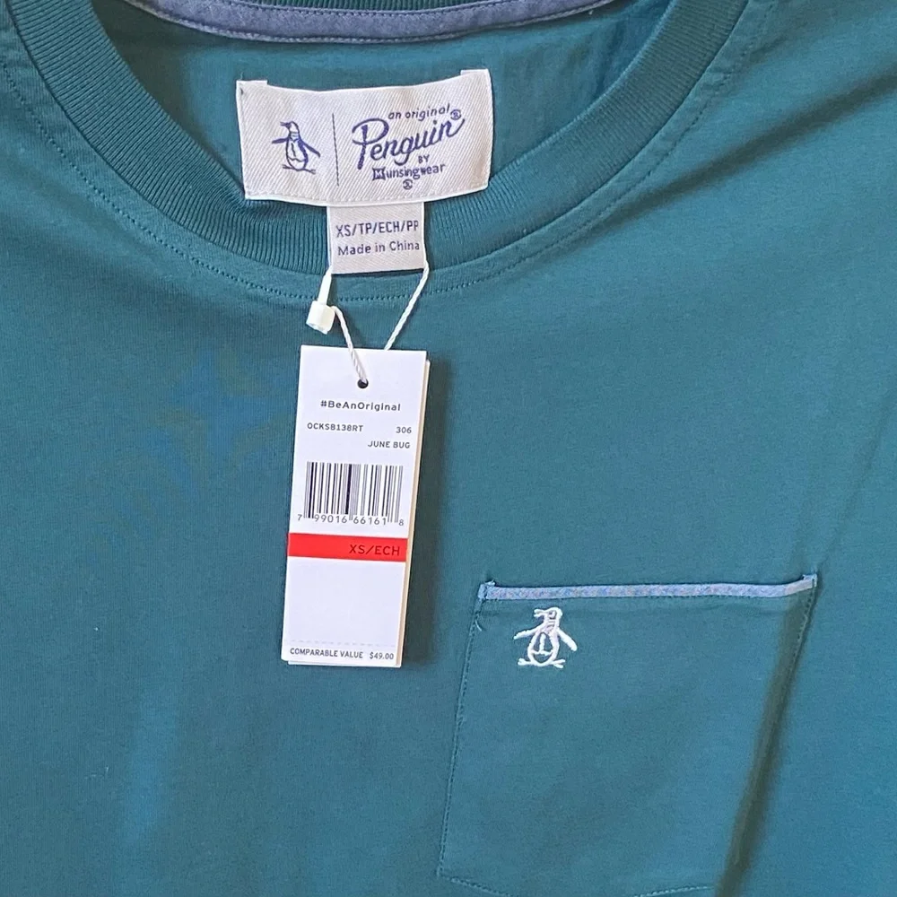 Original Penguin Chambray T-Shirt Color: June Bug Size XS NWT - Picture 4 of 4